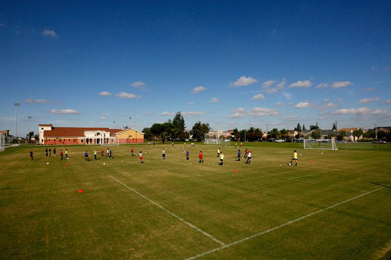 soccer practice field outside student recreation center