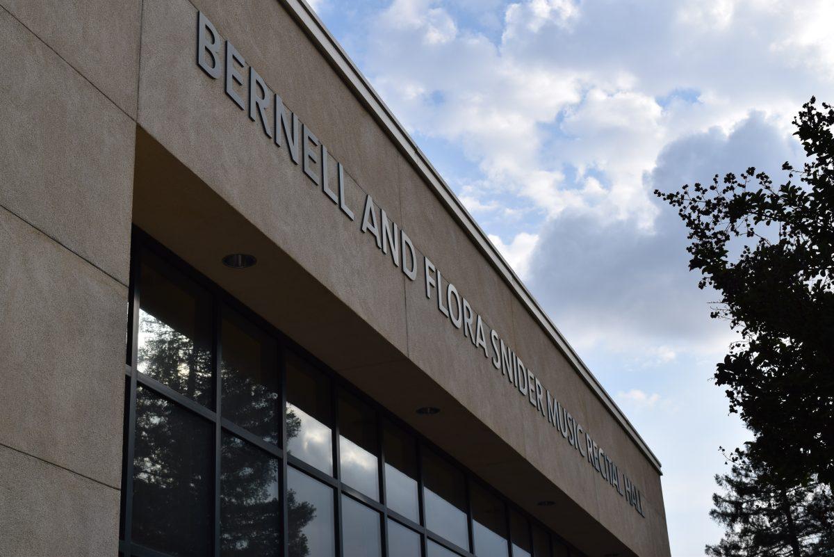 In this Photo, outside of Bernell and Flora Snider Recital Hall. The hall the Choral Concert took place.&#160;