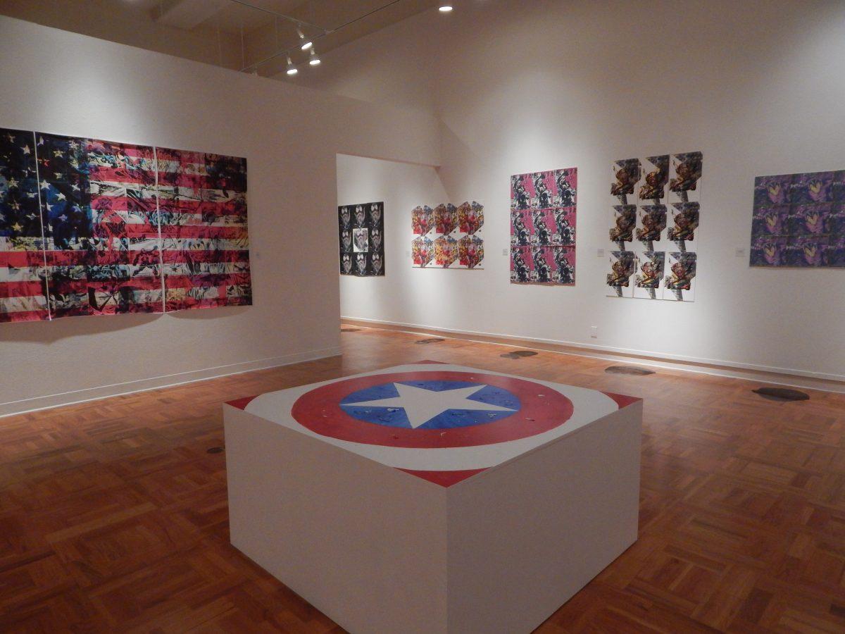 In front of the American Flag sits the Captain America shield showing as an introduction for Andrew Cain's next project. (The Signal/Mariah Esparza)