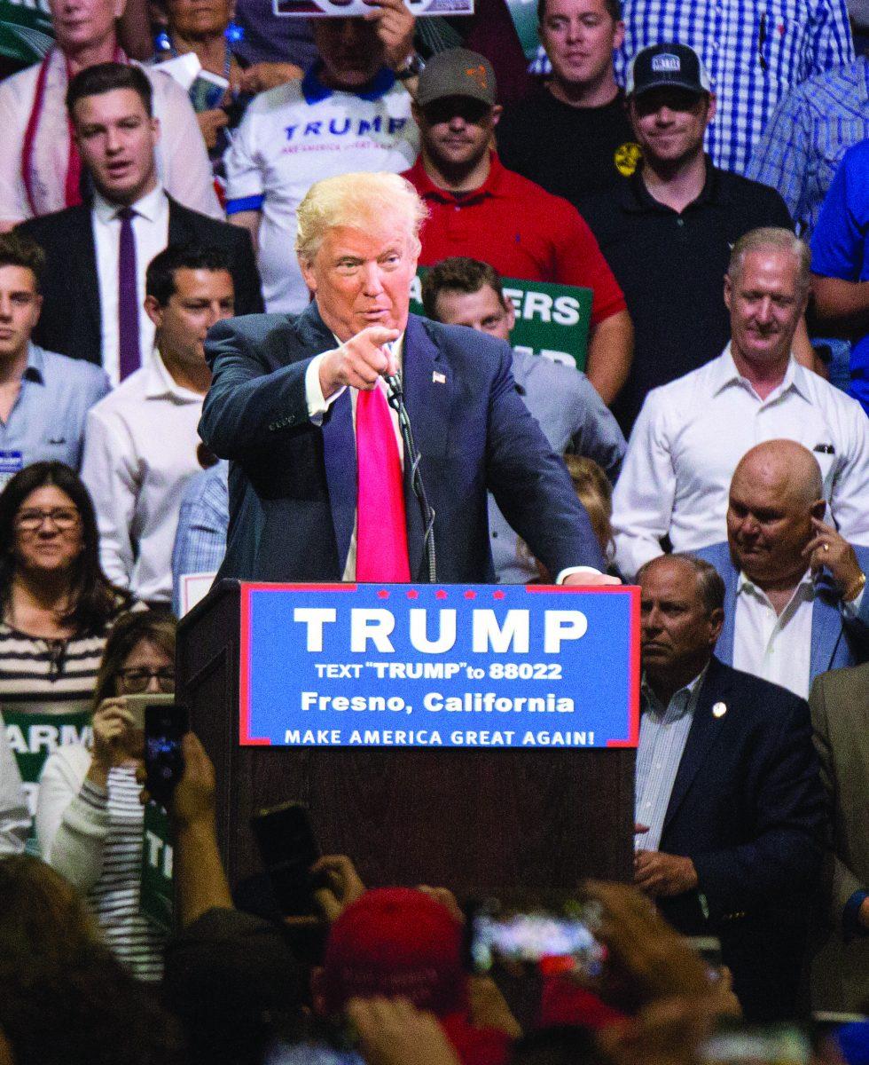 President-elect Donald Trump at a campaign rally on May 27, at Selland Arena in Fresno, CA. (The Rampage photo/Larry Valenzuela)&#160;