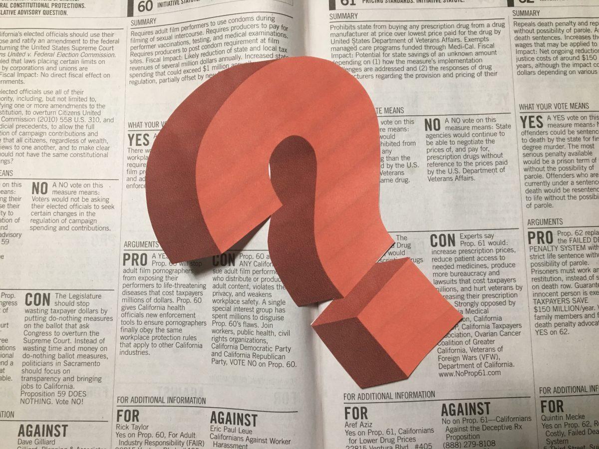 When voters get themselves to the polls, they already have an idea in mind of who they want for president but then get slapped with propositions they've never heard of. (The Signal/Olivia Soto)