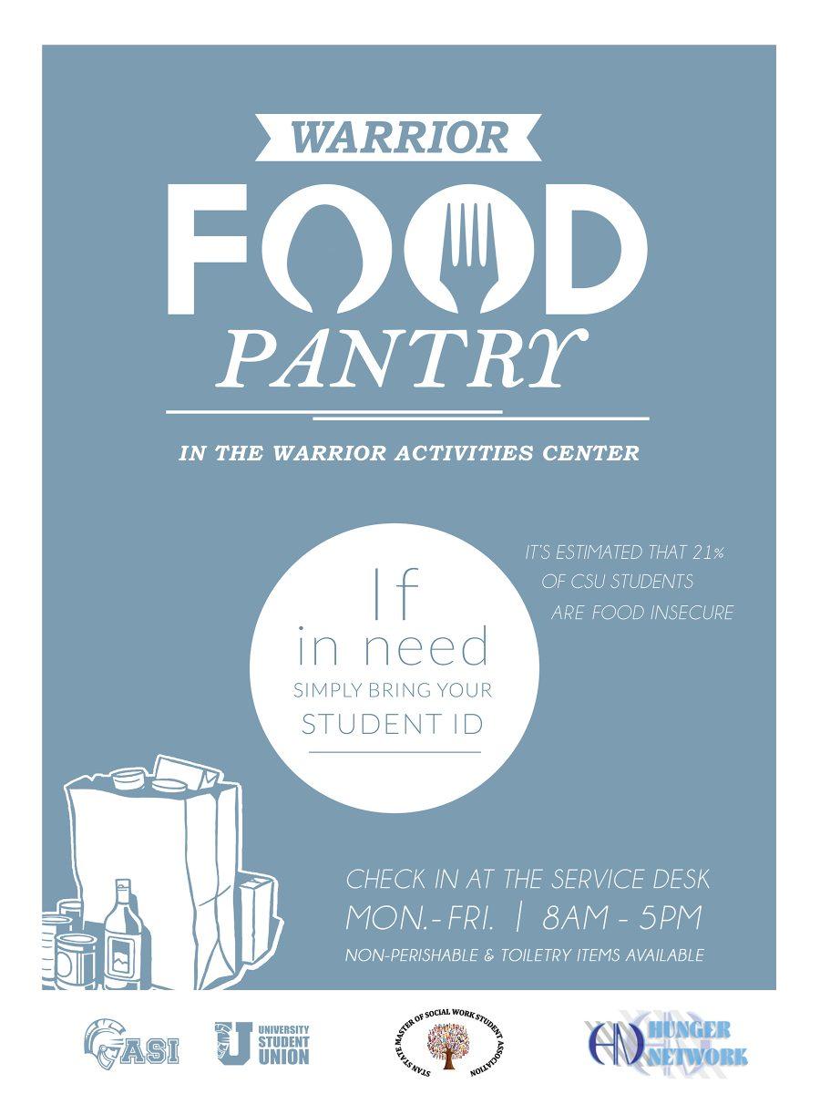 This flyer indicates where the food pantry is located, times of operation and what students need to bring. (Photo Courtesy of Carlene Dyer)