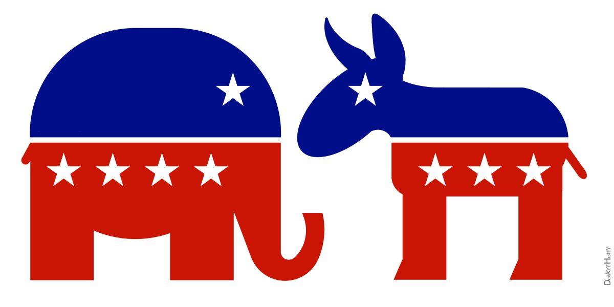 Logos for the Republican and Democratic party