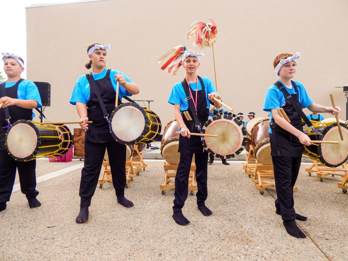 The Ballico-Taiko group playing traditional Japanese drums. (Signal Photo/Tatiana Olivera)