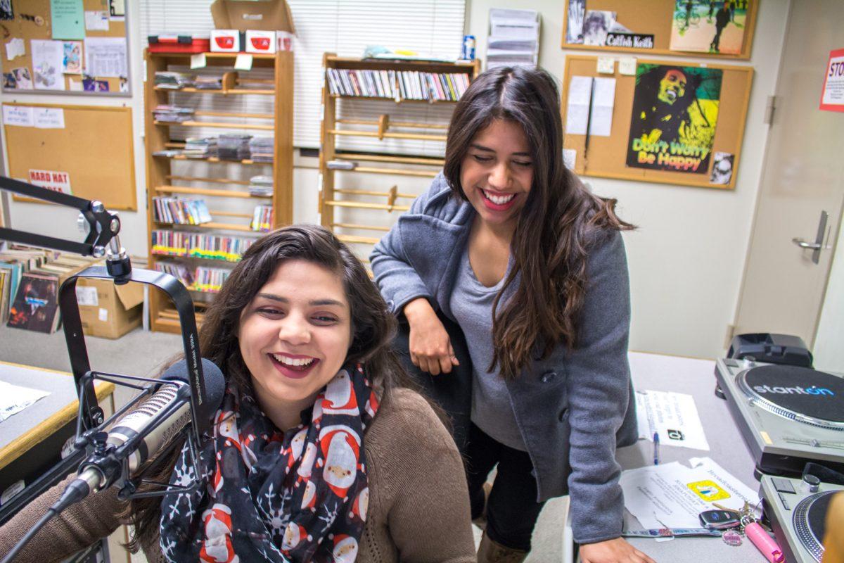 Mariah Esparza (left) and Hilda Toribio Flores (right) in the KCSS office. (Signal Photo/Tatiana Olivera)