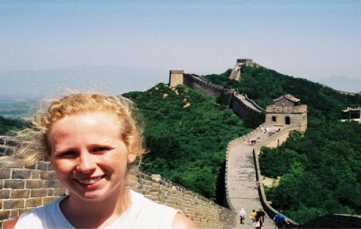 Brittany Fentress, International Admissions and Services Coordinator, at age 19 on her first trip studying abroad in China. (Photo Courtesy of Brittany Fentress)