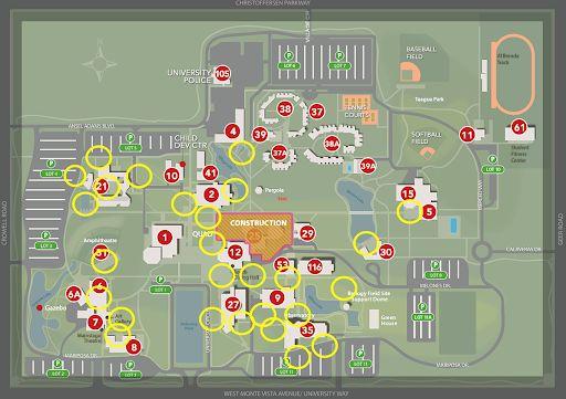 Circles represent where outdoor WiFi access has been expanded. (Photo courtesy of Geoffery Cirullo)