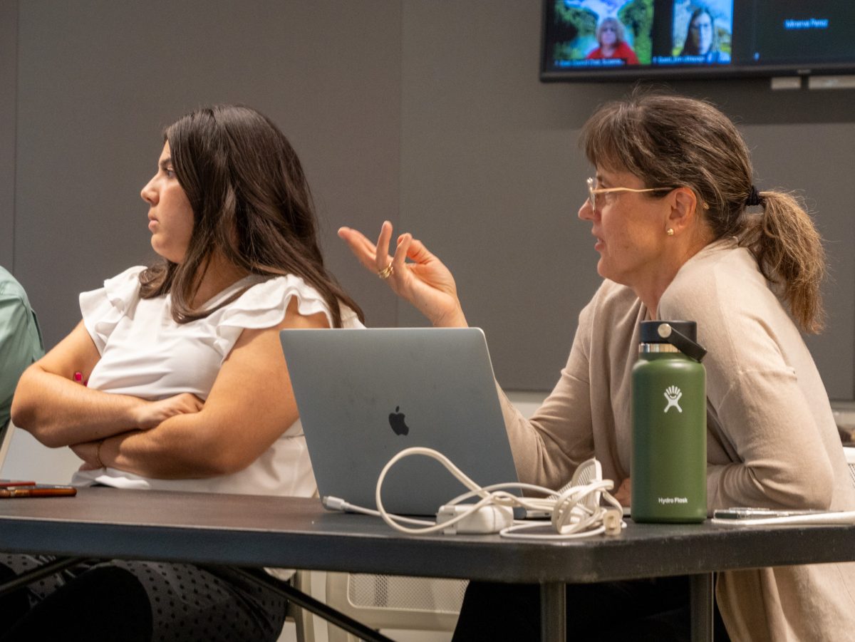 ASI President Miranda Gonzalez (left) who spoke in favor of the implementation of a one-pass registration system, stating that most students are in favor of a simplified registration process.