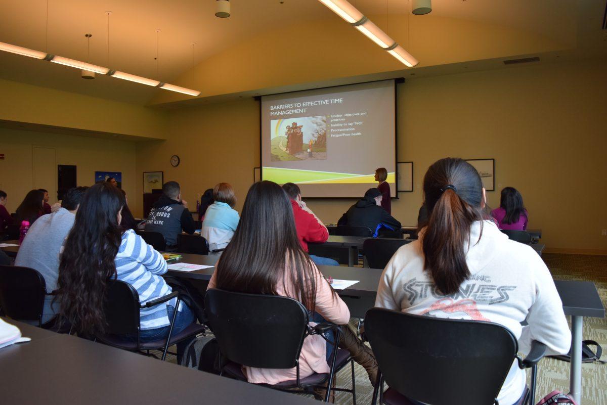 A slide of the barriers to effective time management.&#160;(The Signal Photo/ Jesus Valdez)