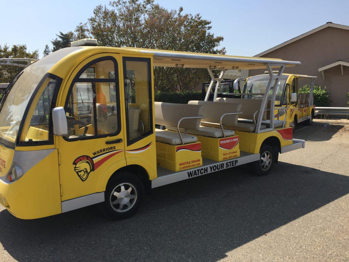 <p>Yellow shuttle which is friendly to the environment and offers students safety by giving them rides to either classrooms around campus or to their cars at night. (Signal Photo/Abrianna Munoz)</p>