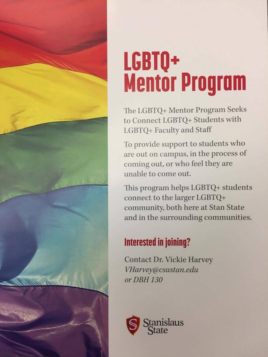 Flyer of the LGBTQ+ Mentorship Program which provides quick points of information regarding the program, as well as the contact information of Dr. Harvey. (Signal Photo/Gagan Kaur)