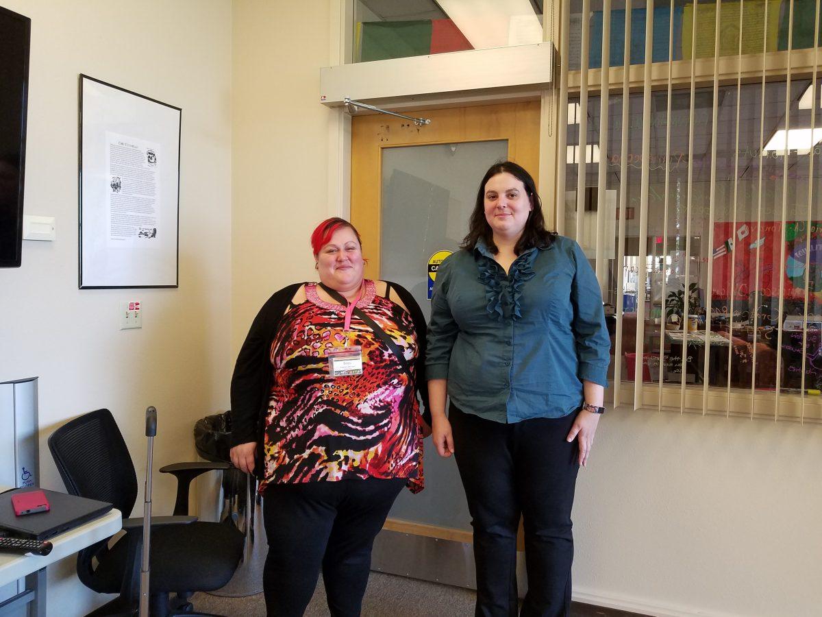 Britni Hodge (Left) and Aurora Thome (Right) standing together after the fourth day of the conference. (Signal Photo/Kayla Santana)