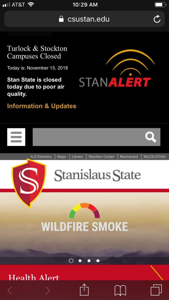 Screenshot of the Stan Alert update on Stan States website. (Signal photo/ Kristen Dias)