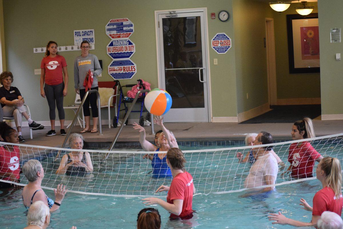 Upon arrival, the Warriors were notified that the residents of Covenant Village were already in the pool warming up. From from the second that the women hit the water, it was game time!