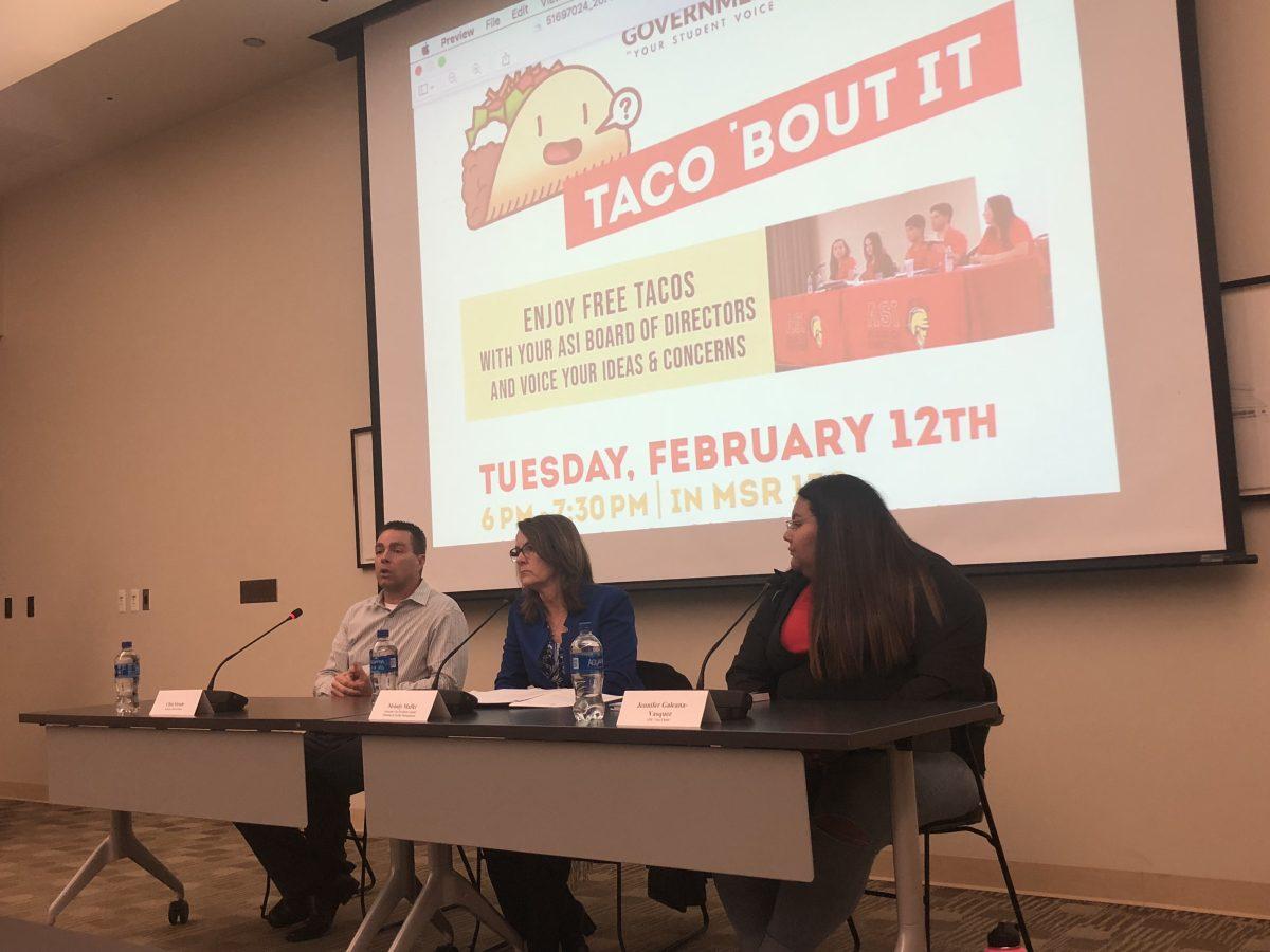 Tuesday's "Taco 'Bout It" Panel addressed concerns about parking on campus. (Signal Photo/ Danielle Castillo)