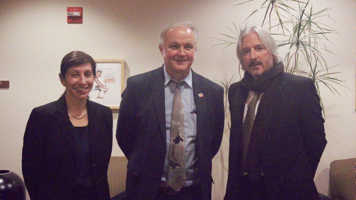 Cristina Borde, Dr. M. Blake Wilson, and Matt Gonzalez at the Second Annual Para La Defensa. (Signal Photo /Adam Grabarek)