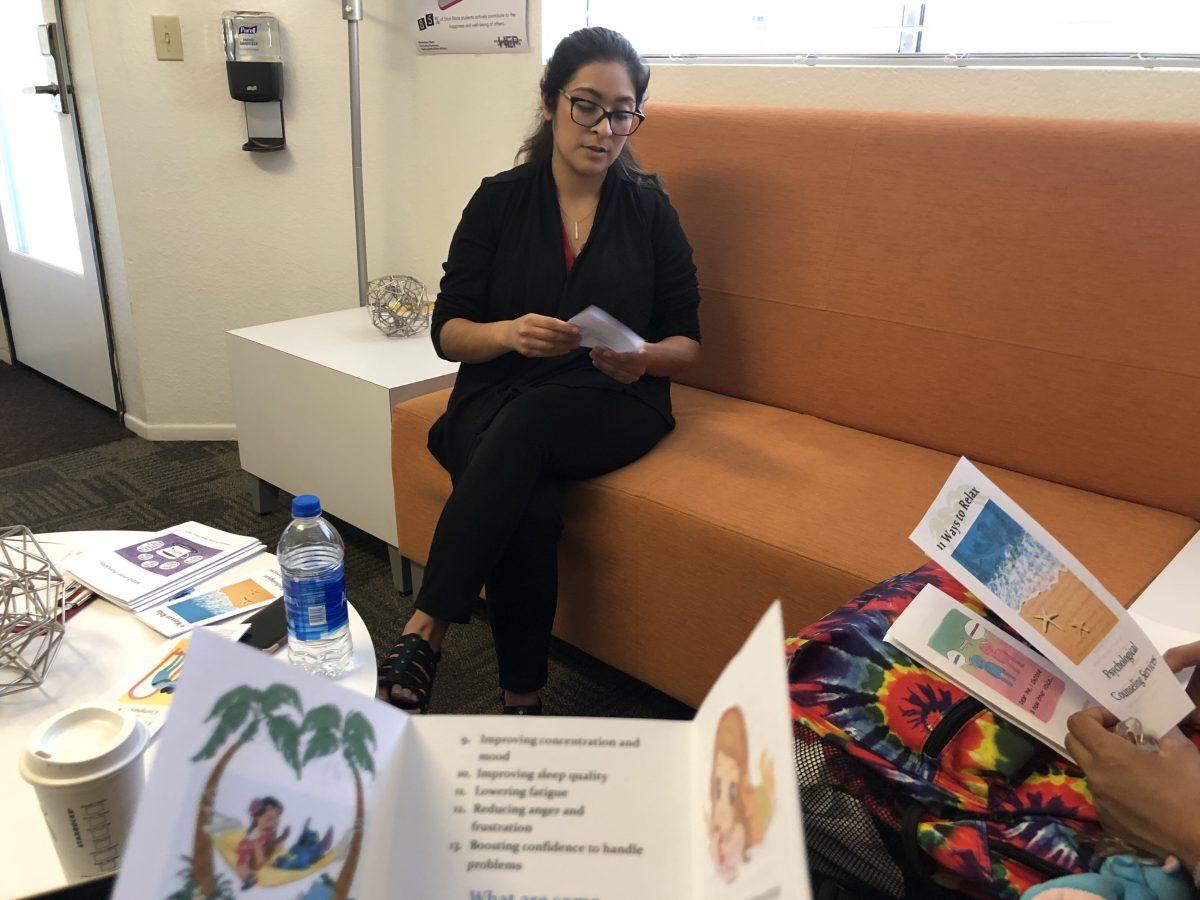 Julia Rosas-Nieto explaining to students how to deal with anxiety.&#160;(Signal Photo/ Laura Tadeo)