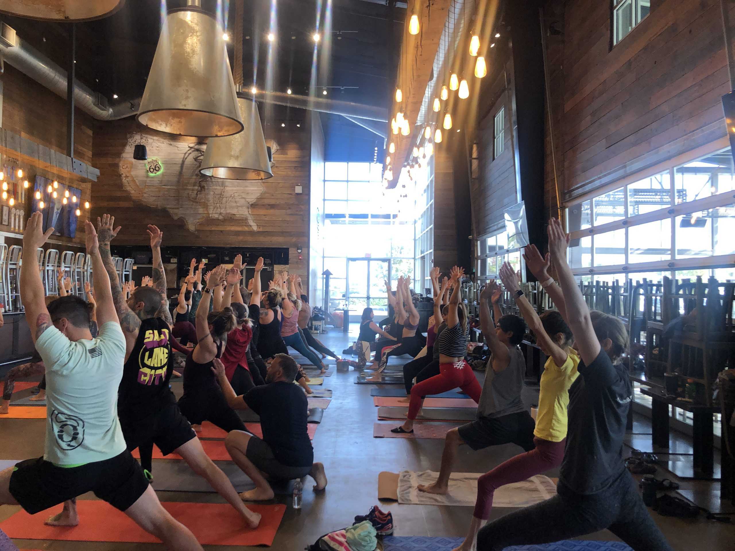 Warrior Yoga earns their glass at the Dust Bowl Brewery