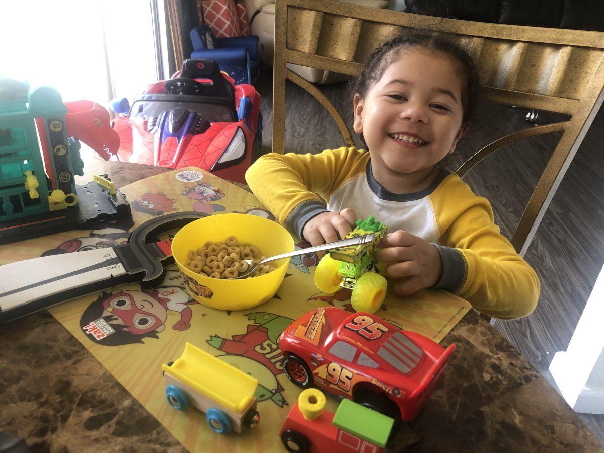 My three year-old son, Darrell, enjoying breakfast. (Signal Photo/Aliyah Stoeckl)