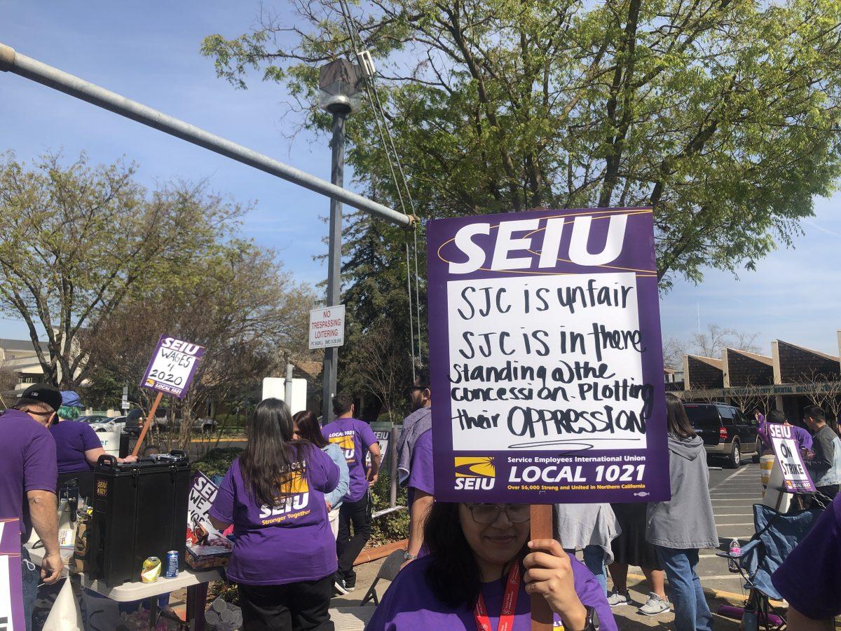 Picket lines formed at many street corners in the city of Stockton. (Signal Photo/Aliyah Stoeckl)