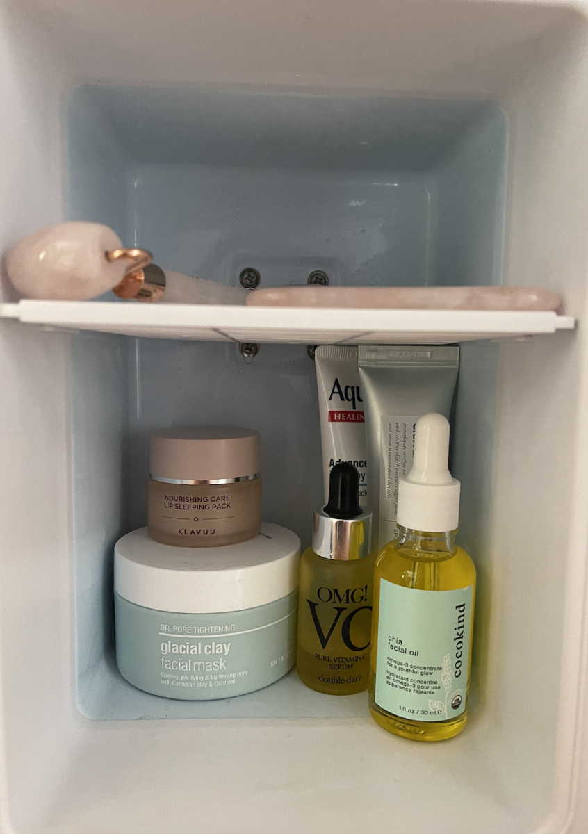 Terra Pen's skin-care fridge essentials include moisturizer, SPF, face masks, jade roller, Gua Sha, and Vitamin C serum.&#160;(Photo Courtesy of Terra Pen)