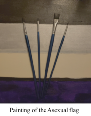 Painting of Asexual flag. (Photo courtesy of Barbara Harr)