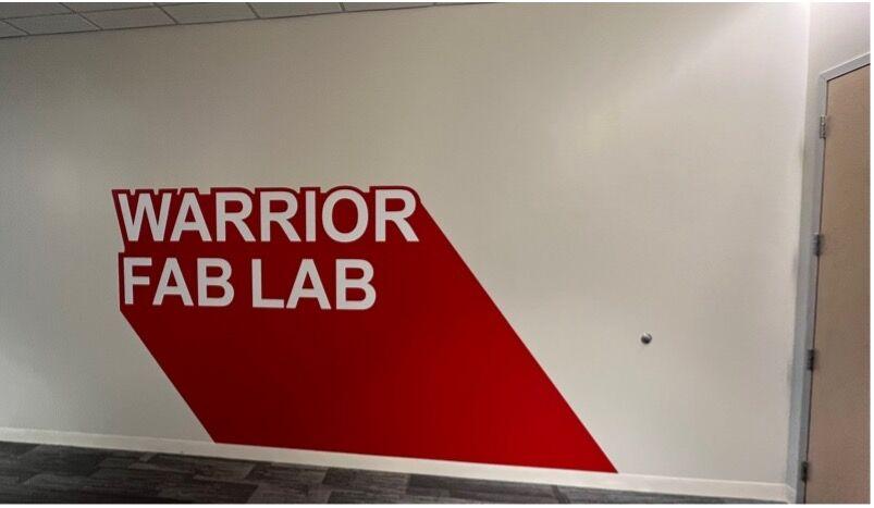 The Warrior Fab Lab Entrance Sign.