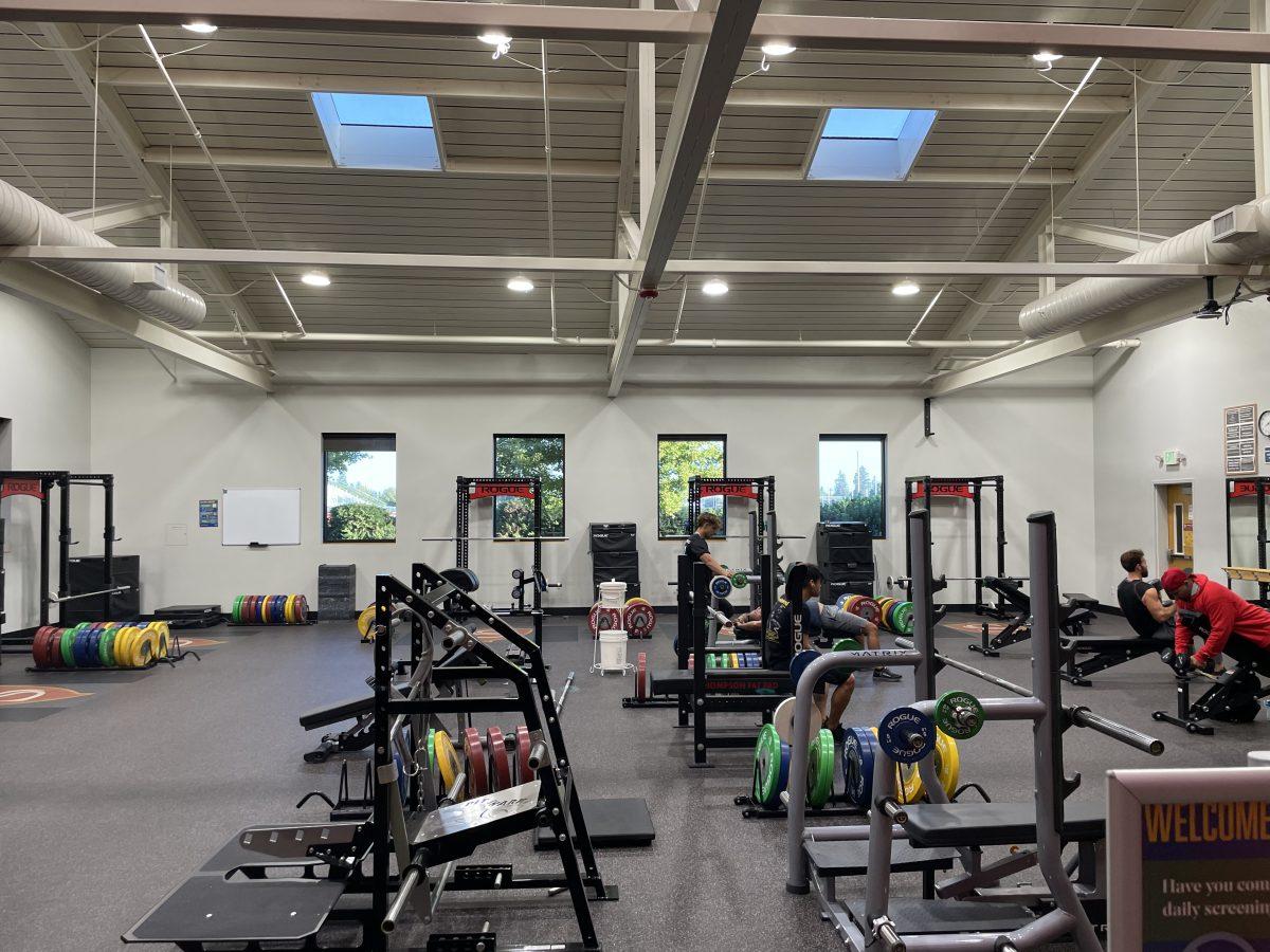 The rec center weight room at Stan State.