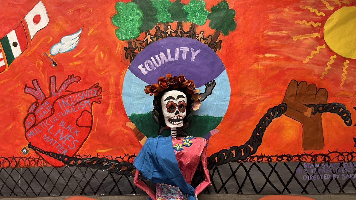 <p>Warrior Cross Cultural Center Mural for Dia De Los Muertos. (Picture Curtesy of Simeon Zaragoza).</p>