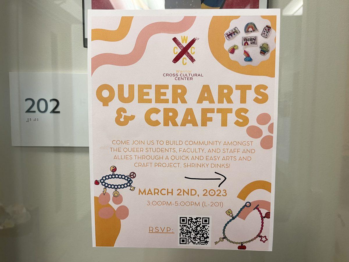 Queer Arts & Crafts flyer posted on L-201 door where the event was held