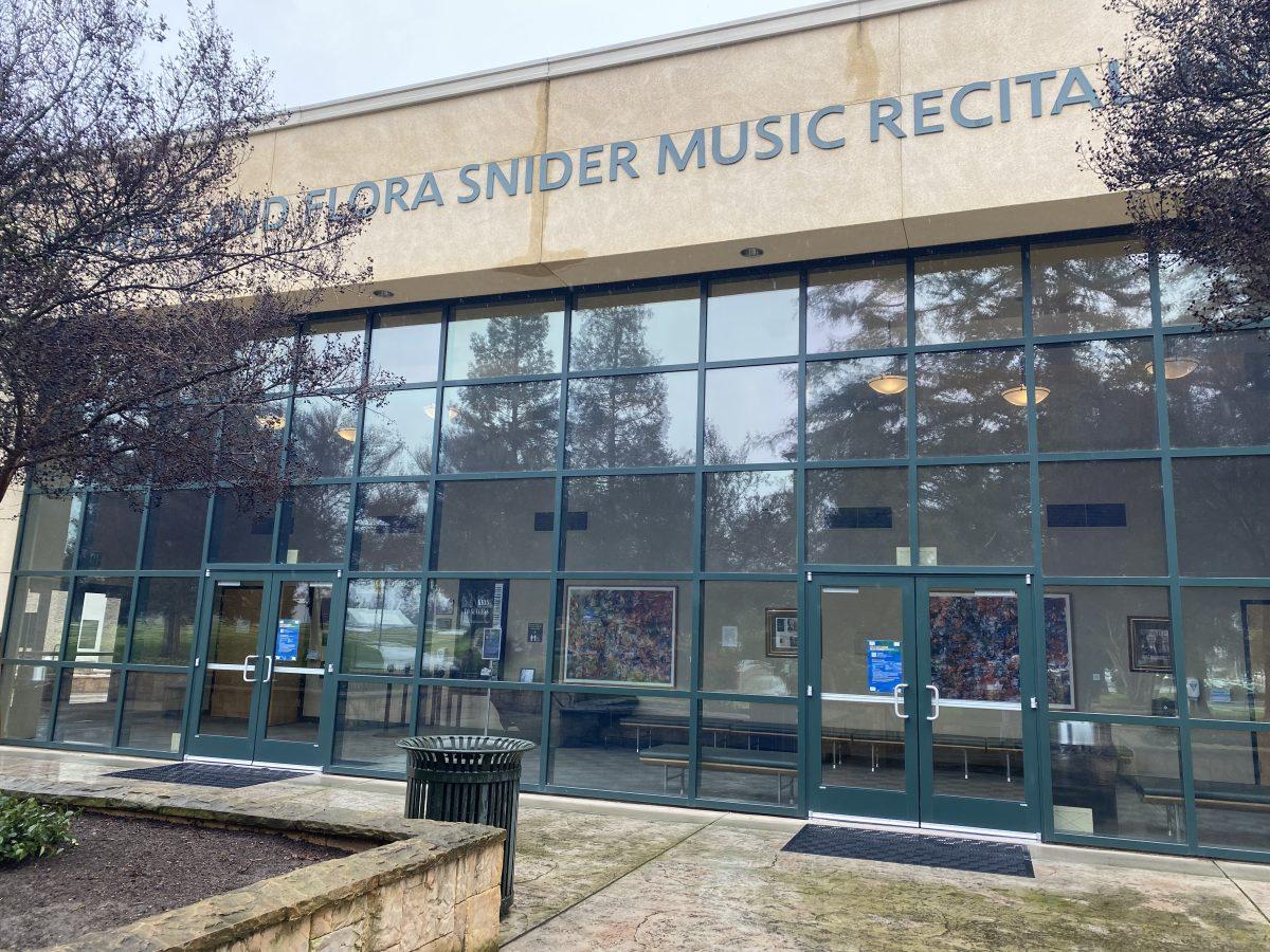 Outside of the Snider Music Recital Hall.