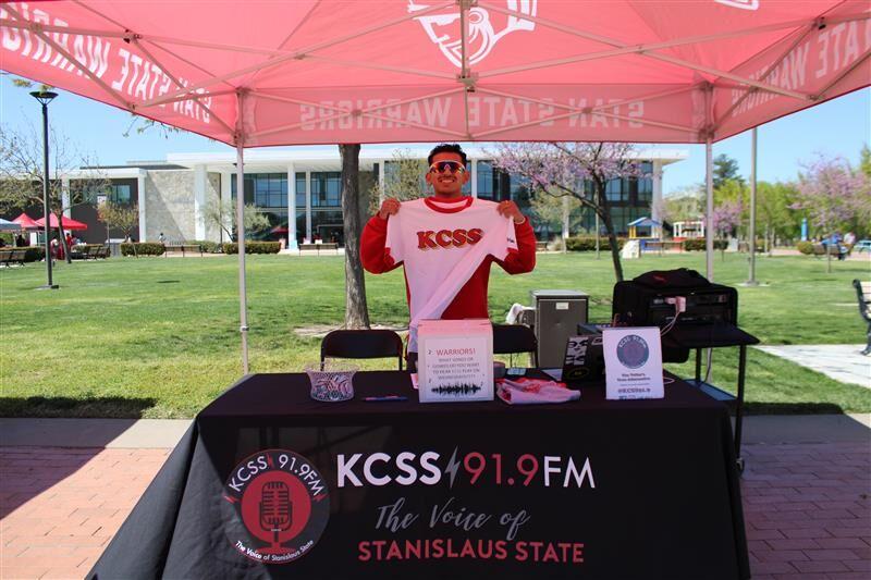 The KCSS booth at the CSU Stanislaus quad. (Photo Credit: Matias Garza III)