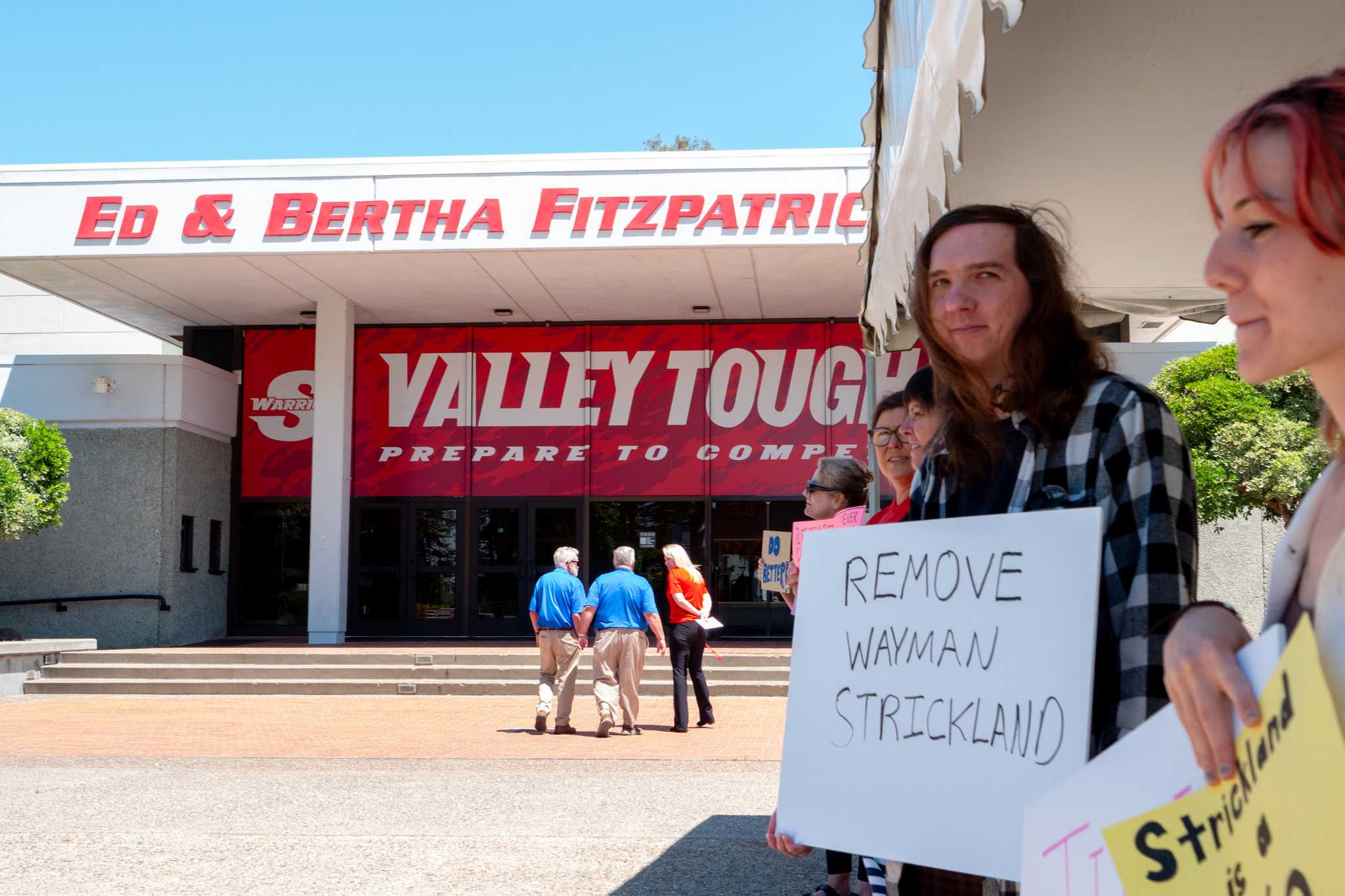 Protestors Rally In Support of Women's Basketball Team Outside Stan State's Athletic Awards