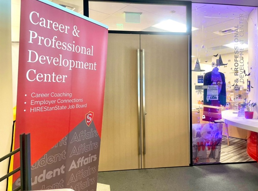 The outside of the Career and Professional Development Center, in Suite 205 of the Student Center. 