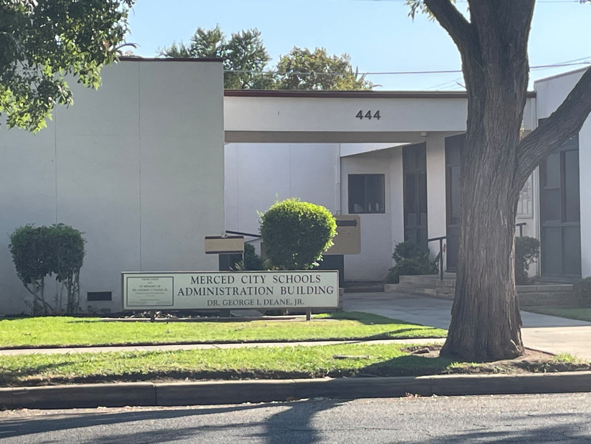 The front of the Merced City School Administration Building, the district which received a threat made towards schools in the area.