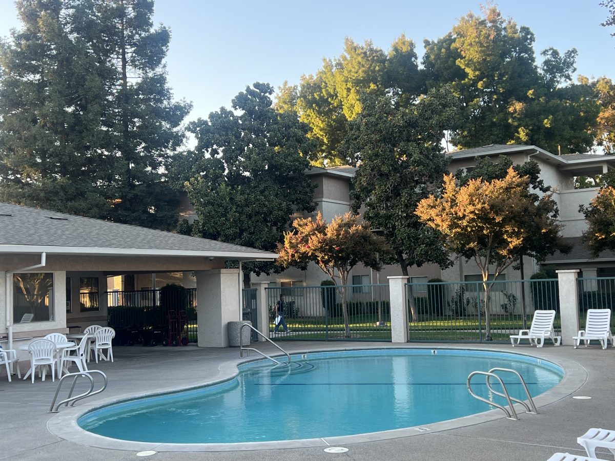 The pool at the CSU Stanislaus dorms. 