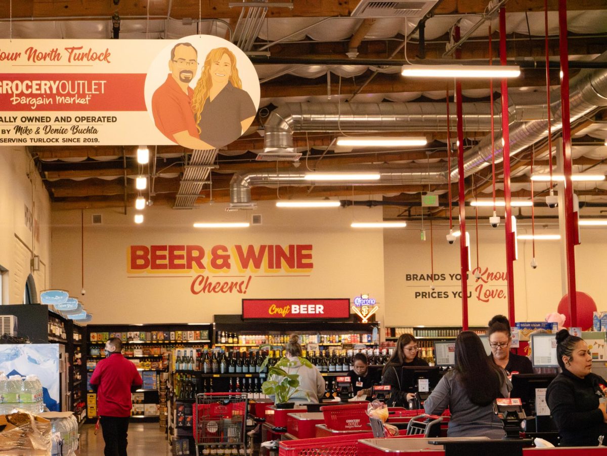 Check stand area inside the new North Turlock Grocery Outlet.