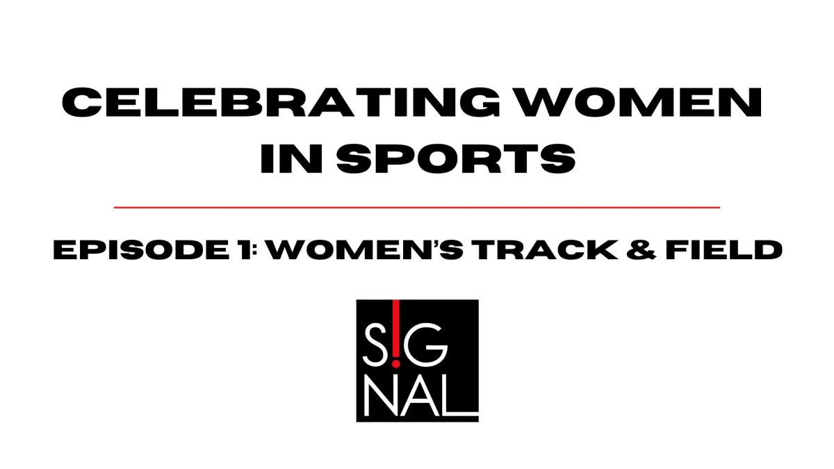 A title image talking about celebrating women in sports through the track and field team at Stanislaus State. 