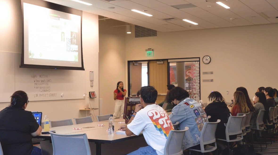 NAMI President Jelaine Esguerra presenting at a NAMI meeting