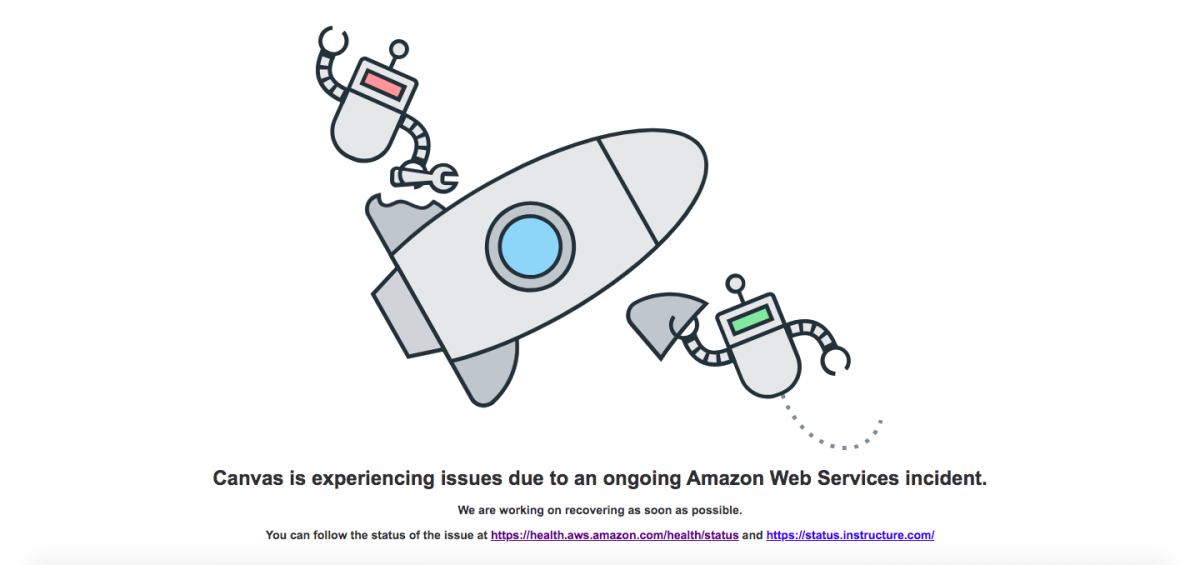 Image that came up whenever Canvas was launched during the shut down. (Photo from Canvas Website)
