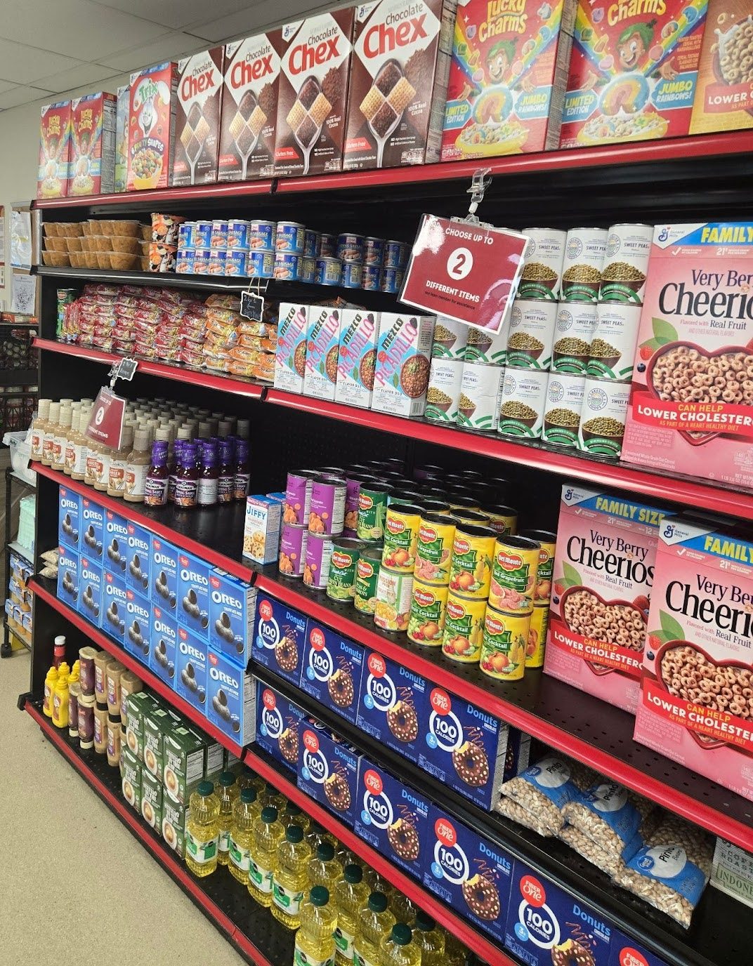 Shelf full of items that were available for students to get. 