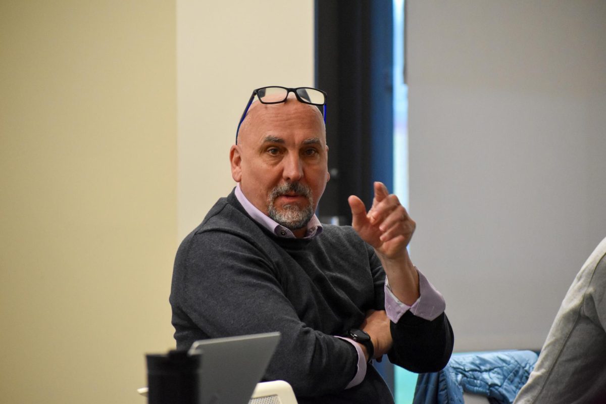 Provost Richard Ogle sharing his viewpoints with a guest's statement brought to the academic senate floor at the academic senate meeting on Tuesday, Feb. 24, 2026 in Turlock