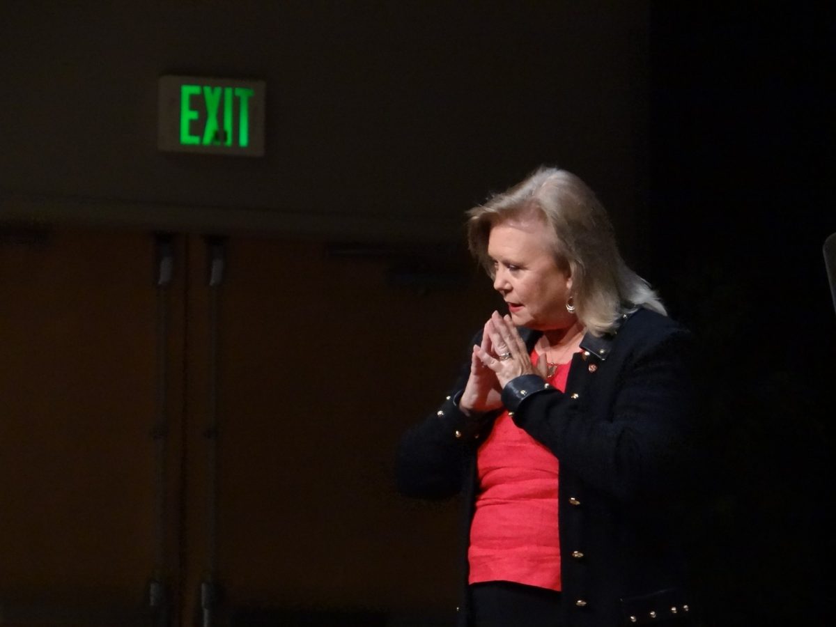 President Rios-Ellis speaking about the importance of unity at the Spring 2026 Welcome on Wednesday, Feb. 4, 2026 in Turlock, Calif.