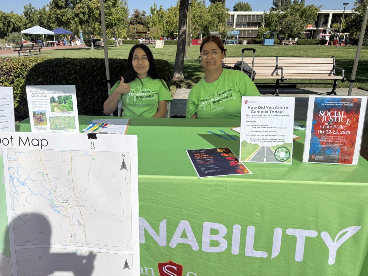 On the left Gali Avalos (Senior, College Corps Sustainability Fellow) and Lizbeth on the right.