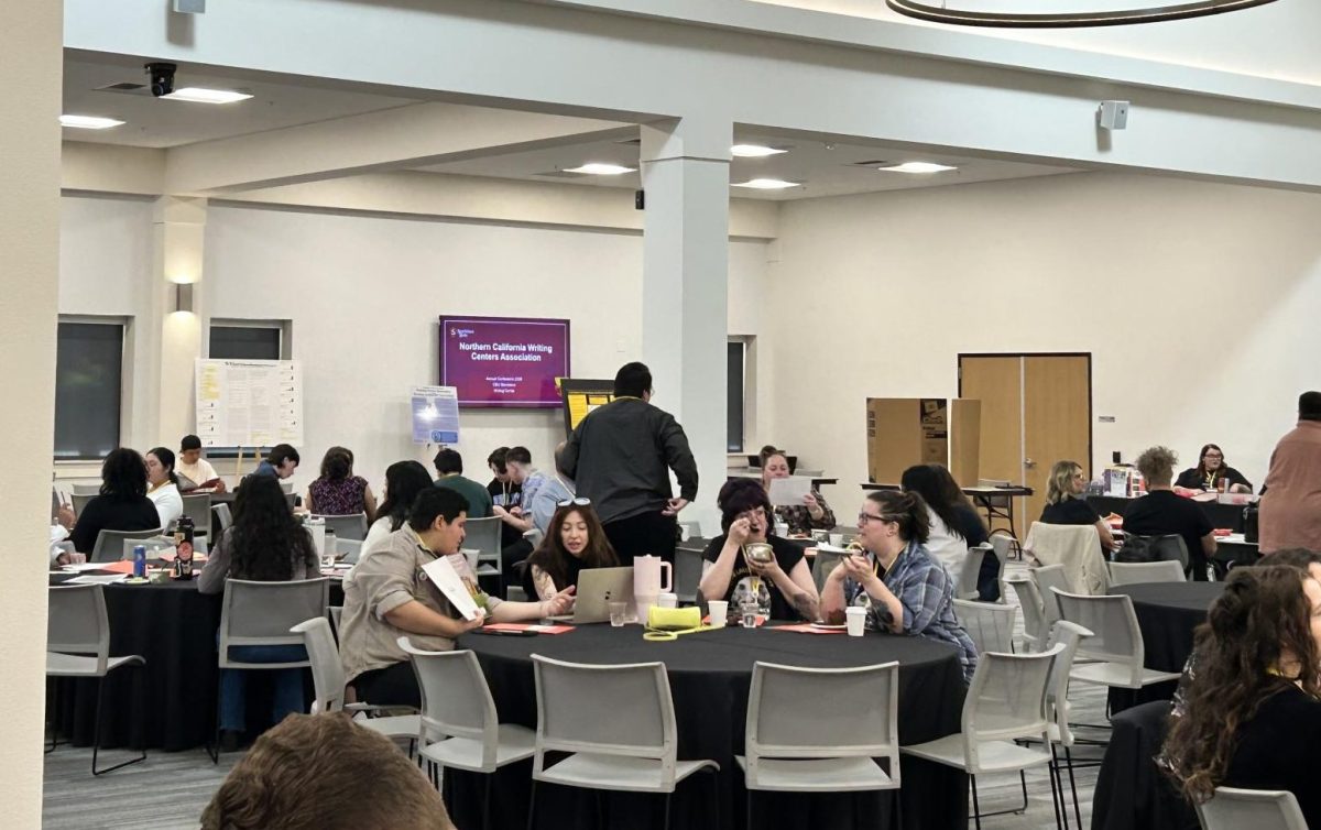 NCWCA conference participants settling in for breakfast and welcome address in the Event Center on Saturday, April 18th, 2026, in Turlock.