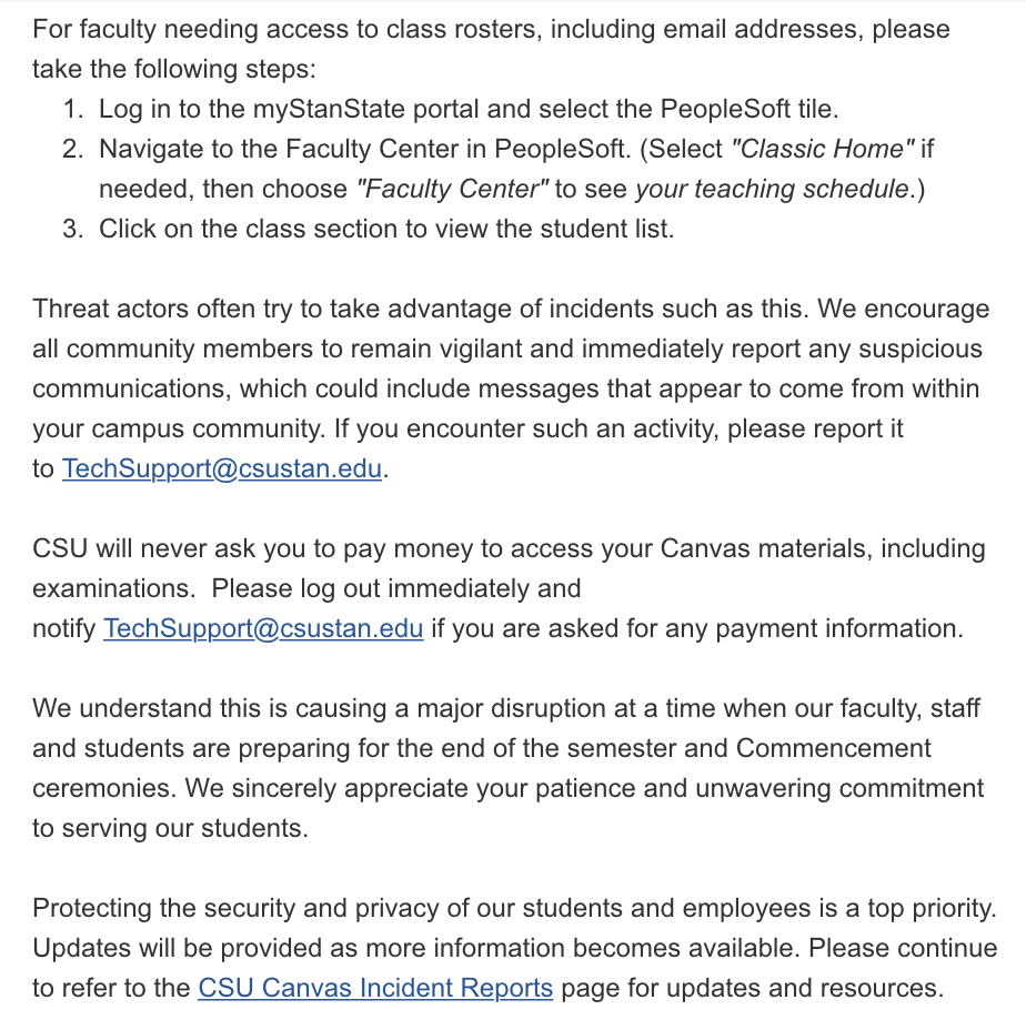 Second portion of the email sent from the Office of Information Technology on Thursday May 7, 2026, at 10:57 p.m.